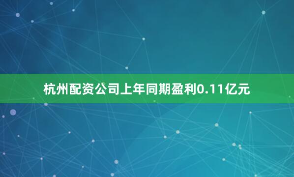 杭州配资公司上年同期盈利0.11亿元